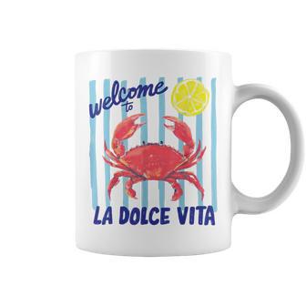 La Dolceita Crab Lemon Italia Costeraerano Retro Gráfico Taza de café - Regaloses