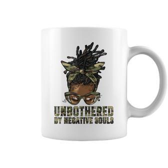 Loc'd Hair Messy Bun Black Woman Girl Camo Unbothered Coffee Mug - Thegiftio UK