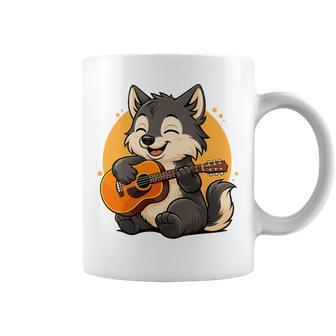 Loup Jouant De La Guitare Graphique Loup Garçons Filles Amateurs De Guitare Haut De Gamme Tasse - Cadeauxyz
