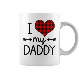 I Love My Daddy Baby Girl Fathers Day Toddler Heart Plaid Coffee Mug - Thegiftio
