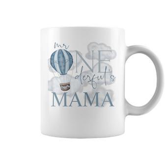 Mama Of Mr Onederful Hot Air Balloon Blue 1St Birthday Boy Coffee Mug - Thegiftio UK