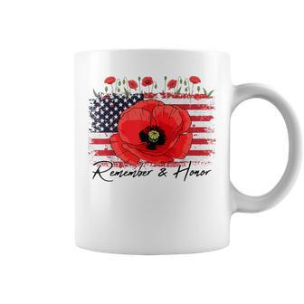 Memorial Day Remember Honor Patriotic Usa Flag Flower Women Coffee Mug - Thegiftio UK