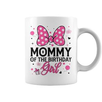 Mommy Of The Birthday Girl Cute Pink Bow Family Matching Coffee Mug - Thegiftio UK