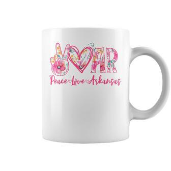 Peace Love Arkansas Floral Vintage Arkansas Pride State Coffee Mug - Thegiftio UK