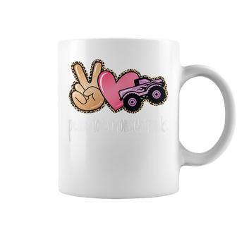 Peace Love Monster Trucks Cute Girls Coffee Mug - Monsterry