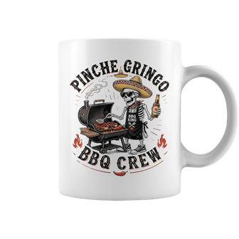 Pinche Gringo Bbq Crew Skeleton Pig Grilling Beer On Back Coffee Mug - Monsterry