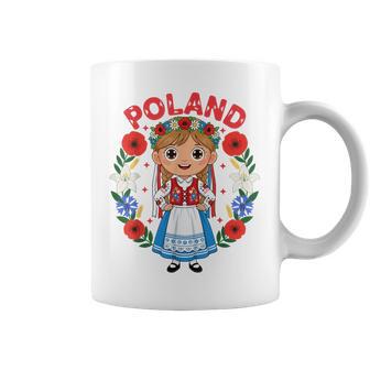 Poland Polish Girl Traditional Dress Flowers Heritage Coffee Mug - Monsterry