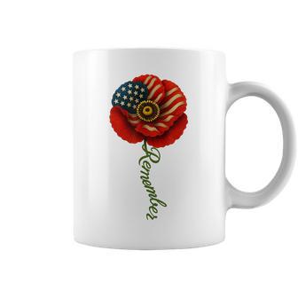 Poppy Flower Veterans Day Usa Flag Memorial Day 4Th Of July Coffee Mug | Mazezy