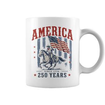 Preppy Retro Stripes America Cowboy Rodeo 250 Years Us Flag Coffee Mug - Thegiftio UK