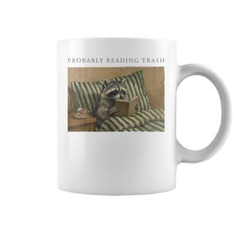 Probably Reading Trash Racoon Book Lover Spicy Bookish Coffee Mug - Thegiftio UK