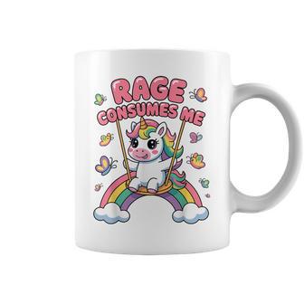 Rage Consumes Me Sarcastic Unicorn Girls Coffee Mug - Thegiftio UK