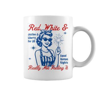 Red White & Really Not Feeling It Vintage Patriotic Satire Coffee Mug - Thegiftio UK