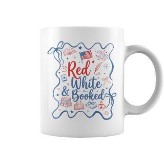 Red White And Booked Coquette 4Th Of July Book Lover Coffee Mug | Seseable UK