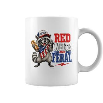 Red White And Feral Raccoon 4Th Of July Patriotic Cute Coffee Mug - Thegiftio UK