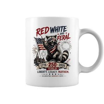 Red White Feral Raccoon America 250Th Patriotic Women Coffee Mug - Thegiftio UK