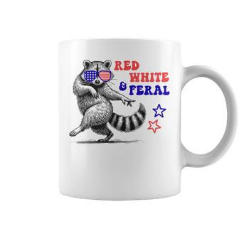 Red White And Feral Raccoon 4Th Of July Coffee Mug - Thegiftio UK
