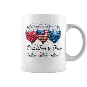 Red Wine And Blue 4Th Of July Wine Glasses Usa American Flag Coffee Mug - Thegiftio UK