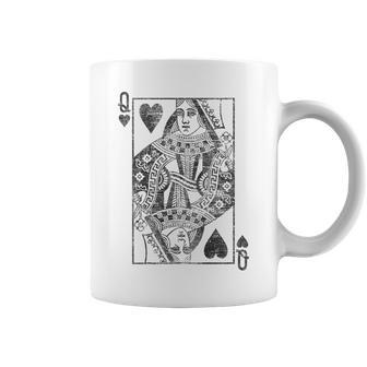 Reine Des Cœurs Cartes À Jouer Costume Poker Distressed Tasse - Cadeauxyz