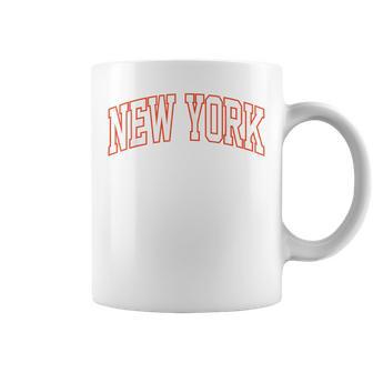 Retro New York Ny Blue Orange Vintage Ny White Coffee Mug - Monsterry