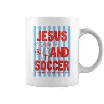 Retro Preepy Jesus And Soccer Reglious Man Boy Girl Coffee Mug - Thegiftio UK