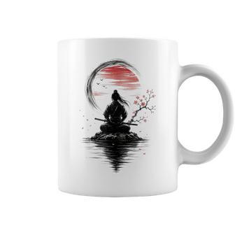 Samurai Meditación Arte Zen Tinta Japonesa Estilo Minimalista Taza de café - Regaloses