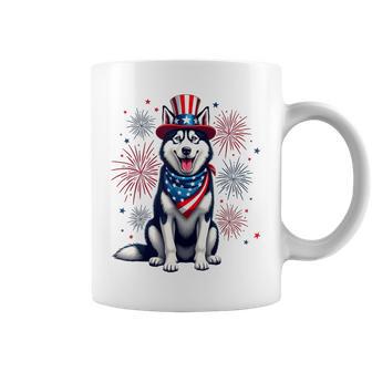 Siberian Husky Dog July 4Th American Flag Coffee Mug - Thegiftio UK