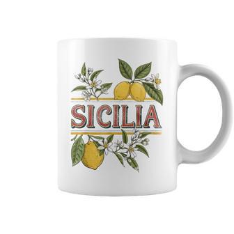 Sicilian Lemons Graphic Italian Heritage Vintage Sicilia Coffee Mug - Monsterry
