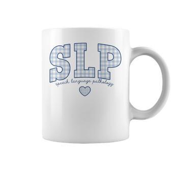 Slp Speech Language Pathology Gingham Work Speech Therapist Coffee Mug - Thegiftio UK