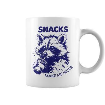 Snacks Make Me Nicer Animal Raccoon Sarcastic Saying Coffee Mug - Thegiftio UK