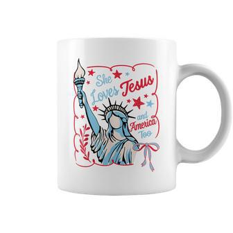 Statue Of Liberty She Loves Jesus And America Too Coffee Mug - Thegiftio UK