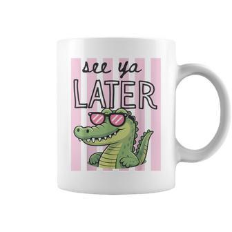 Striped Last Day Of School Teacher See Ya Later Alligator Coffee Mug - Thegiftio UK