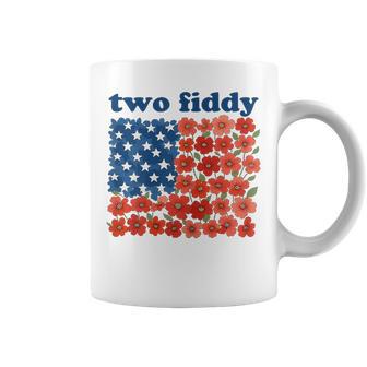 Two Fiddy American Flag 4Th Of July Girls Women Coffee Mug - Thegiftio UK