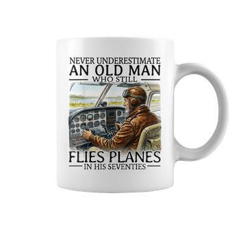 Never Underestimate An Old Man Who Still Flies Planes 70S Coffee Mug | Seseable UK