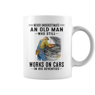 Never Underestimate An Old Man Who Still Works On Cars In Coffee Mug - Thegiftio UK