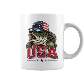 Usa Boys 4Th July Fishing American Flag Bass Fish Patriotic Coffee Mug - Thegiftio UK