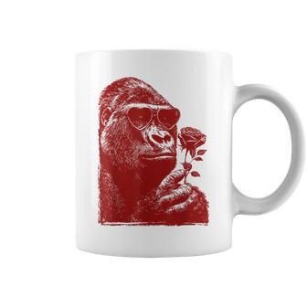 Valentine Gorilla Lunettes Deoleil Avec Cœur Animal Romantique Tasse - Cadeauxyz