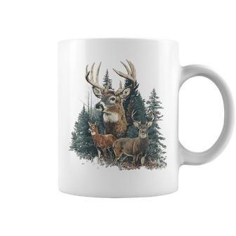 Vintage Deer 90S Graphic Style Hunter Deer Faded Nature Coffee Mug | Seseable UK