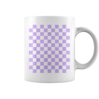 パープルラベンダーチェッカーボード コーヒーマグ - Kawaiitshirt