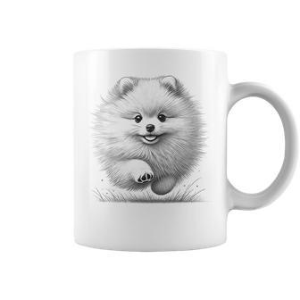 ポメラニアンポンポン犬のランニングデザインのアイデア コーヒーマグ - Kawaiitshirt