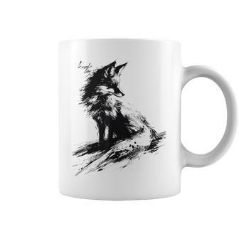 狐 アニマル柄 モチーフ 抽象 イラスト 絵画 狐 コーヒーマグ - Kawaiitshirt