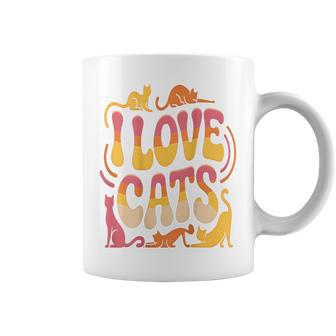 バックプリント 猫好き 引用 おもしろ猫 ミーム I Love Cats コーヒーマグ - Kawaiitshirt