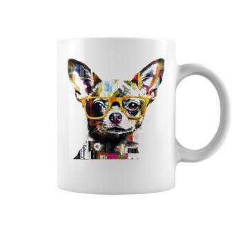 黄色のメガネを着たチワワ 明るい色 コーヒーマグ - Kawaiitshirt