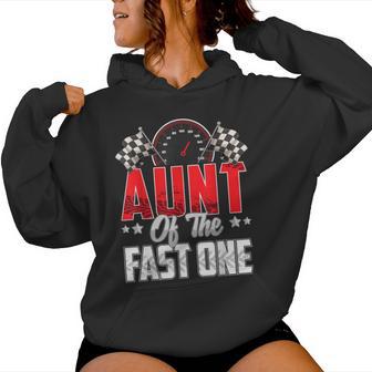 1 Year Old Racing Car Fast One Birthday 1St Family Aunt Women Hoodie - Thegiftio UK
