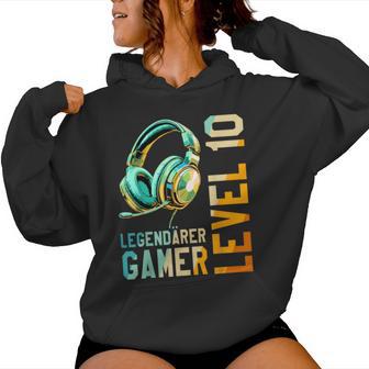 10 Geburtstag Junge Mädchen Nager Level 10 Jahre Gamer Kapuzenpullover für Damen - Seseable