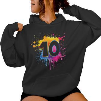 10 Geburtstagplash Color 10 Jahre Jungs Mädchen Bunt Kapuzenpullover für Damen - Seseable