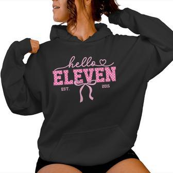 11Th Birthday Girl Checkered Coquette Bow 11 Year Old Girl Women Hoodie - Thegiftio UK