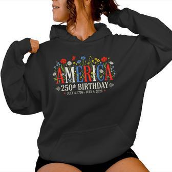250 Years America Anniversary Us 250Th Birthday Floral Women Women Hoodie - Thegiftio UK