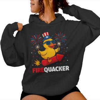 4Th Of July Duck Firequacker Patriotic Fourth Of July Women Hoodie - Thegiftio UK