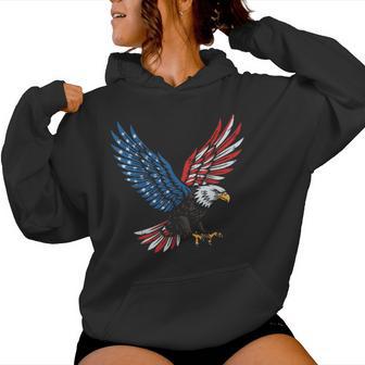 4Th Of July Flying Eagle Us Flag Patriotic Kids Women Hoodie - Thegiftio UK