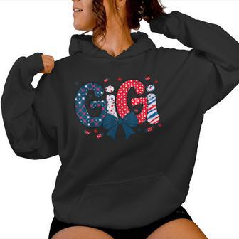 4Th July Gigi Coquette Red White And Blue Independence Day Women Hoodie - Thegiftio UK